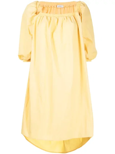 Sukienka midi Goen.j z falbankami do kolan w kształcie litery A żółta