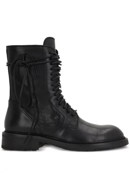 Botine Ann Demeulemeester cu șireturi din piele negru