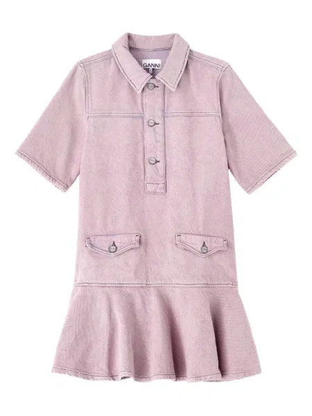 Rochie din denim Ganni de costum roz