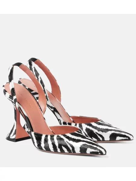 Pantofi cu toc Amina Muaddi de catifea cu imagine slingback negru