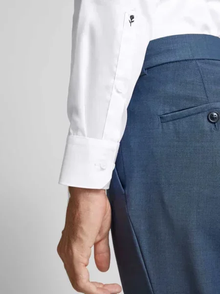 Koszula biznesowa o kroju slim fit z satyny Seidensticker biała