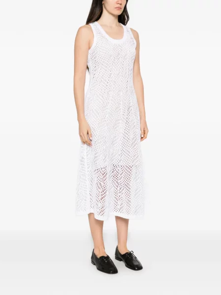 Rochie midi Brunello Cucinelli cu paiete tricotate alb