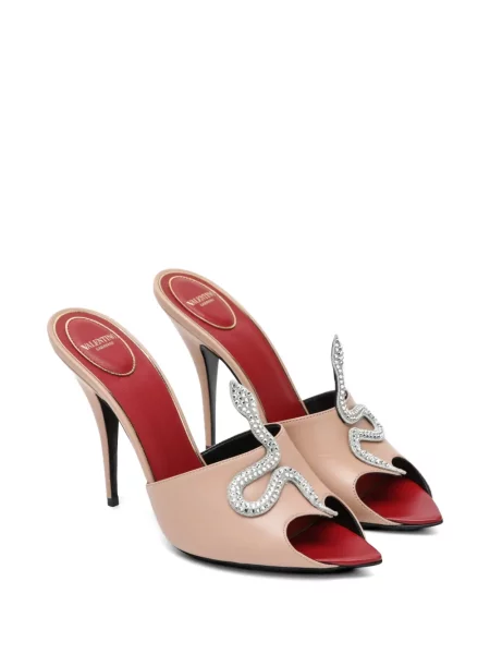 Sandale Valentino Garavani cu model piele de șarpe roz