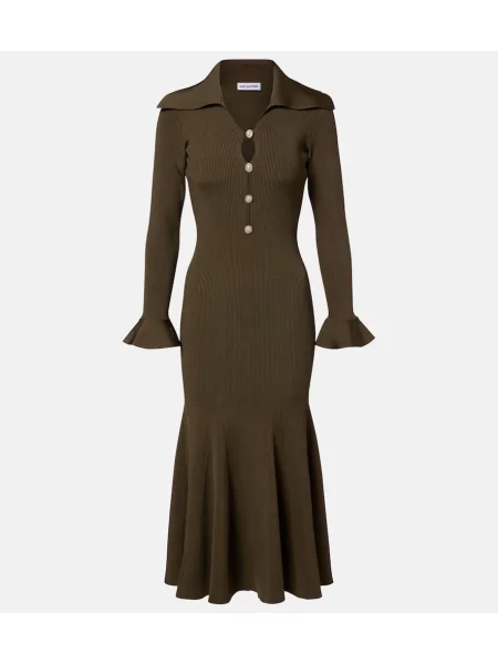 Rochie midi Self-portrait tricotate până la genunchi de costum verde