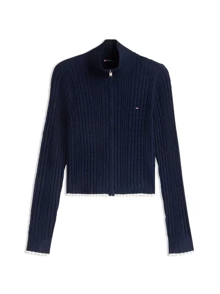 Tommy Jeans Geacă tricotată bleumarin alb
