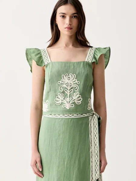 Hoss Intropia top pentru femei din in verde