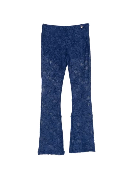 Pantaloni Blugirl din dantelă evazate cu autograf albastru