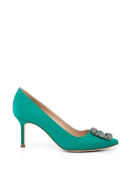 Pantofi cu toc Manolo Blahnik cu cataramă verde