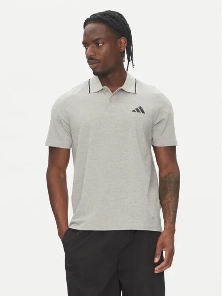 Adidas Tricou polo Essentials Small Logo gri