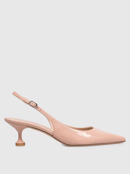 Кожаные лаковые босоножки Stuart Weitzman бежевые