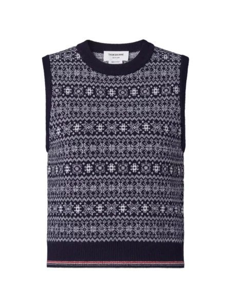 Top Thom Browne de lână albastru