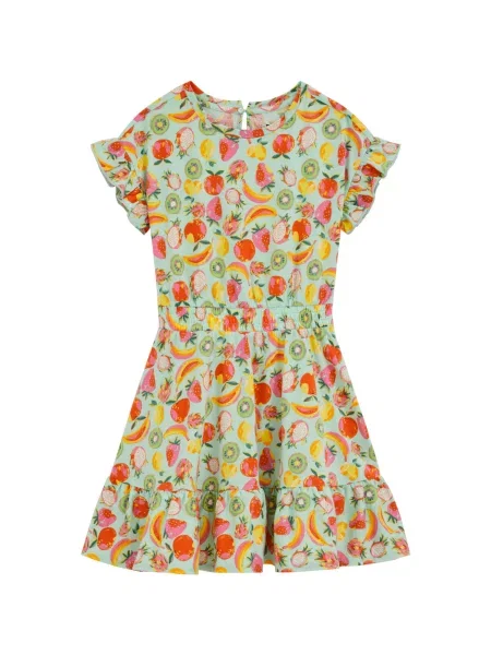 WE Fashion Rochie / verde mentă / verde kiwi / roz galben