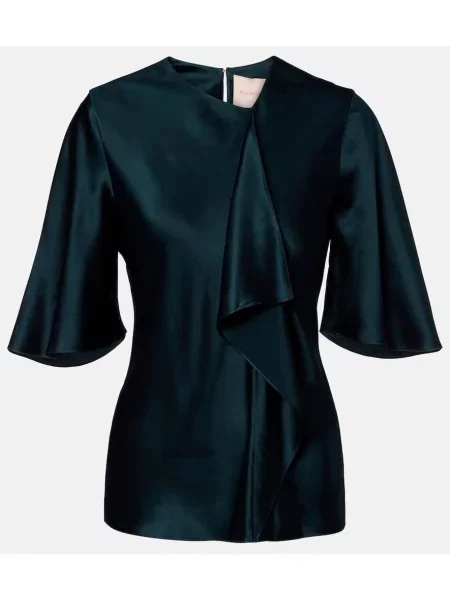 Satynowy top Roksanda drapowany zielony