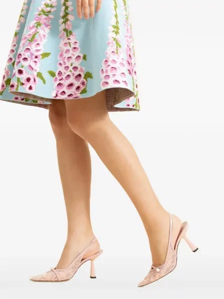 Pantofi cu toc Jimmy Choo din dantelă slingback roz