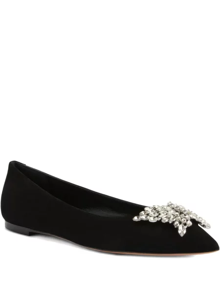 Balerini Giuseppe Zanotti din piele de căprioară de cristal negru