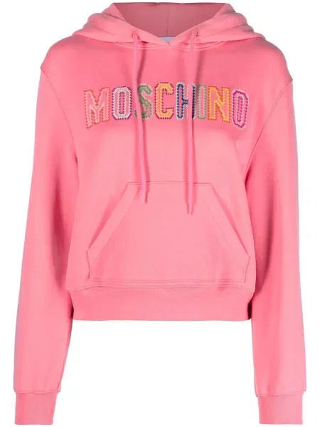Hanorac cu glugă Moschino cu broderie roz