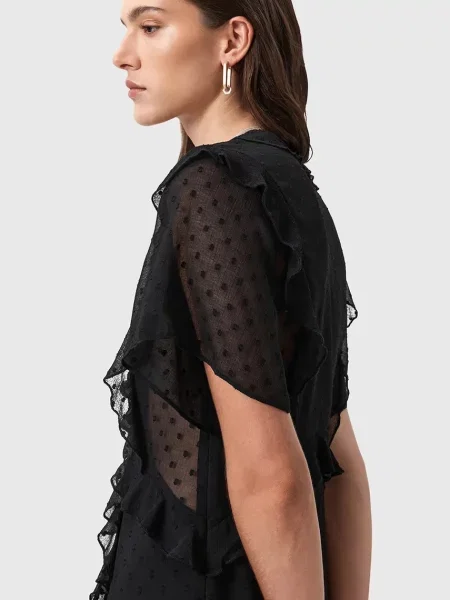 Макси платье Allsaints клеш черное