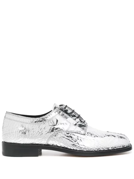 Pantofi Maison Margiela cu șireturi din dantelă argintiu