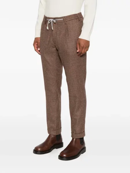 Pantaloni Eleventy cu model pepito cu cordon maro