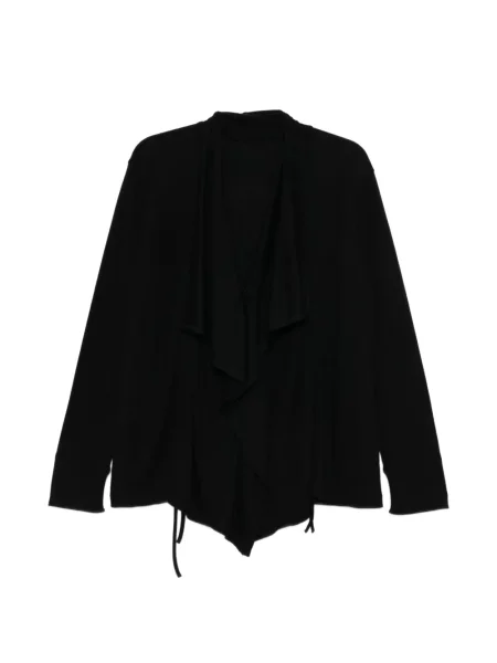 Cardigan Yohji Yamamoto drapat cu cordon negru