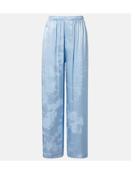 Pantaloni Balenciaga din satin albastru