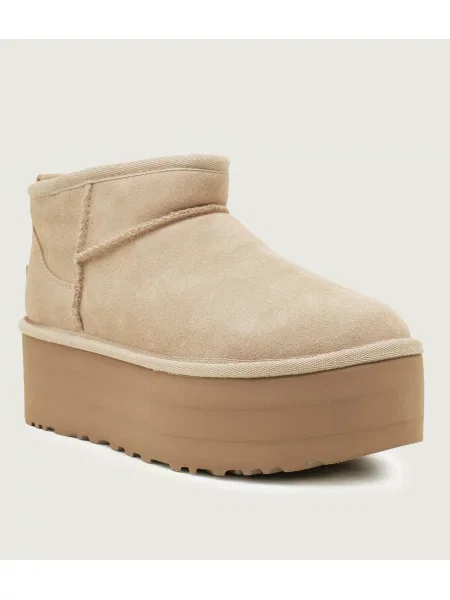 UGG Bocanci W CLASSIC ULTRA MINI | lână | piele întoarsă bej