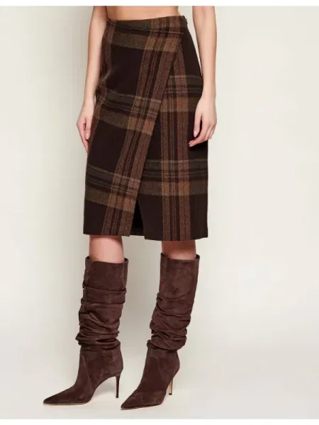 POLO RALPH LAUREN Gyapjú szoknya barna