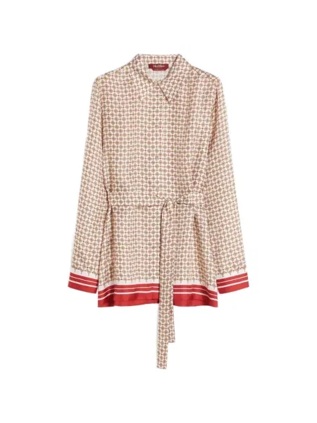 Cămașă Max Mara de mătase cu imagine cu imprimeu geometric
