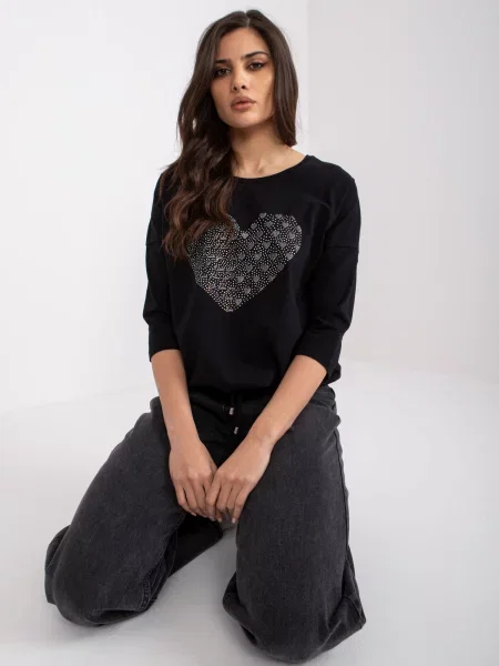 Bluză Fashionhunters cu imagine negru