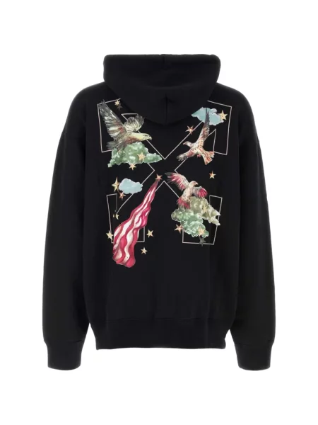 Hanorac cu glugă Off-white cu imagine alb