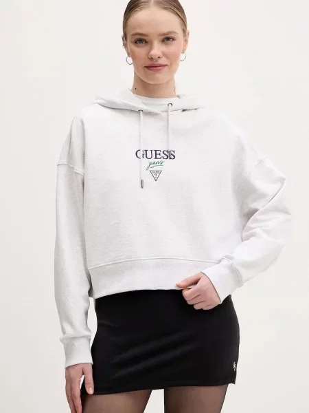 Guess Jeans hanorac cu glugă pentru femei din gri
