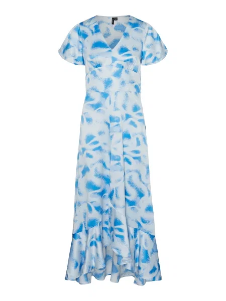 VERO MODA Rochie MERLE turcoaz / albastru deschis alb
