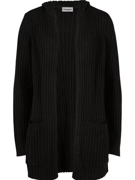 Sweter bez zapięcia z kapturem czarny