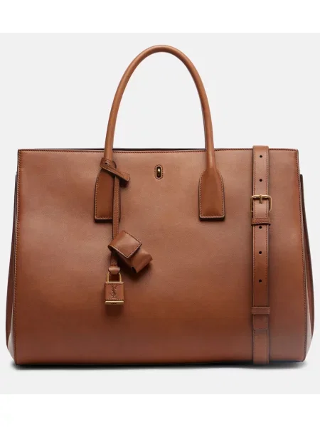 Usnjena usnjena torbica Saint Laurent rjava