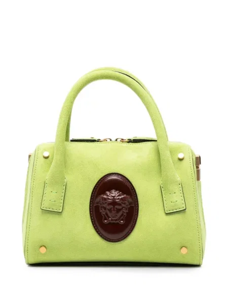 Geantă shopper Versace din piele de căprioară verde