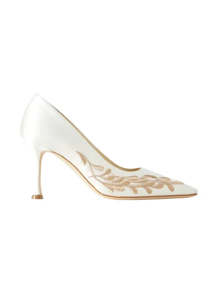 Czółenka Manolo Blahnik skórzana biała