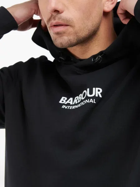 Hanorac cu glugă Barbour cu broderie negru
