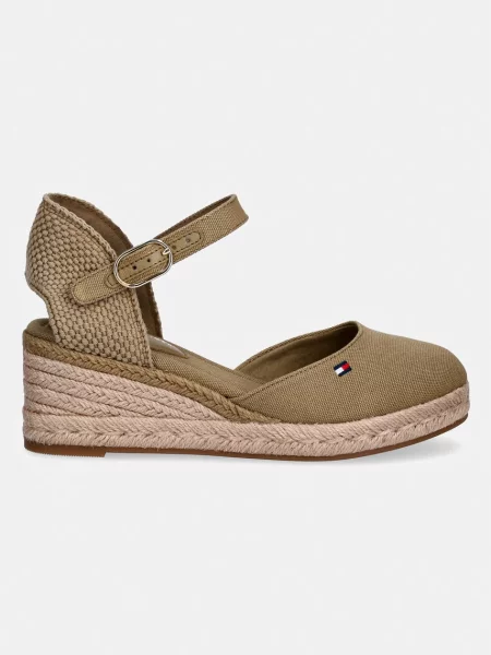 Tommy Hilfiger espadrile MID WEDGE ESPAD CLOSED TOE zelena