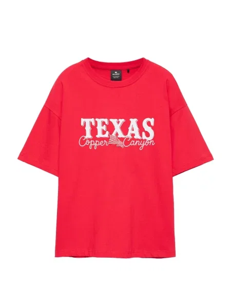 Pull&Bear Tricou TEXAS roșu alb