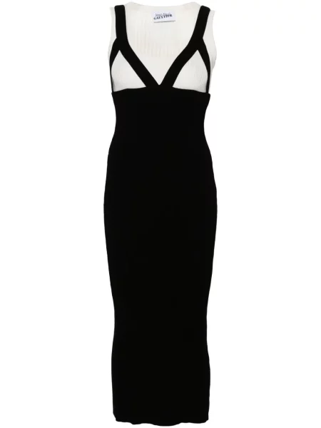 Sukienka Jean Paul Gaultier garniturowa prążkowana czarna