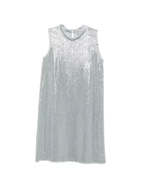 Rochie D.exterior cu paiete fără mâneci albastru