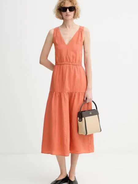 Marc O'Polo rochie din in portocaliu