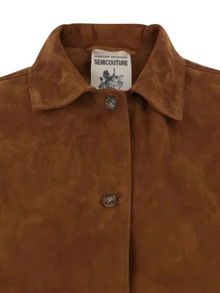 Top Semicouture din piele de căprioară maro
