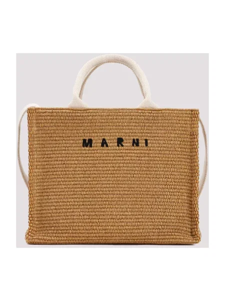 Torba plażowa Marni pleciona brązowa