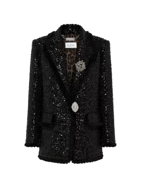 Sacou Philipp Plein din tweed negru