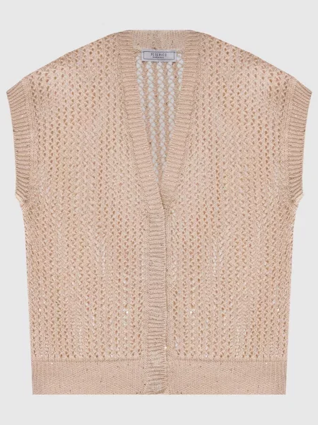 Ажурний жилет з паєтками Peserico бежевий