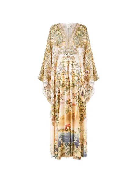 Rochie maxi Camilla cu model floral cu imagine cu decolteu în V