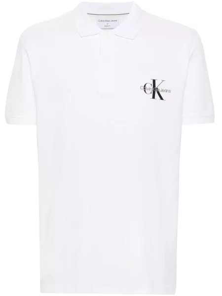Polo Calvin Klein Jeans cu broderie alb
