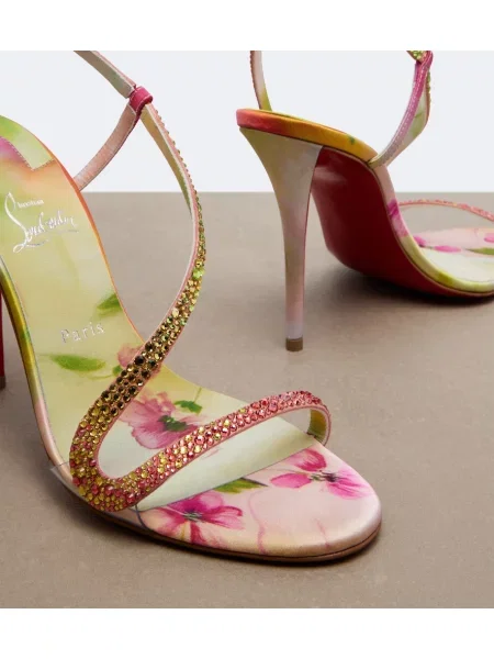 Saténové sandále Christian Louboutin s otvorenou pätou zelená