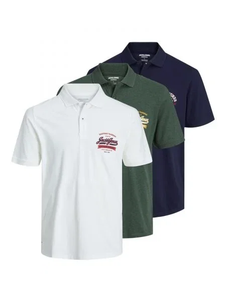 JACK & JONES Tricou Logo bleumarin / verde pin / alb
